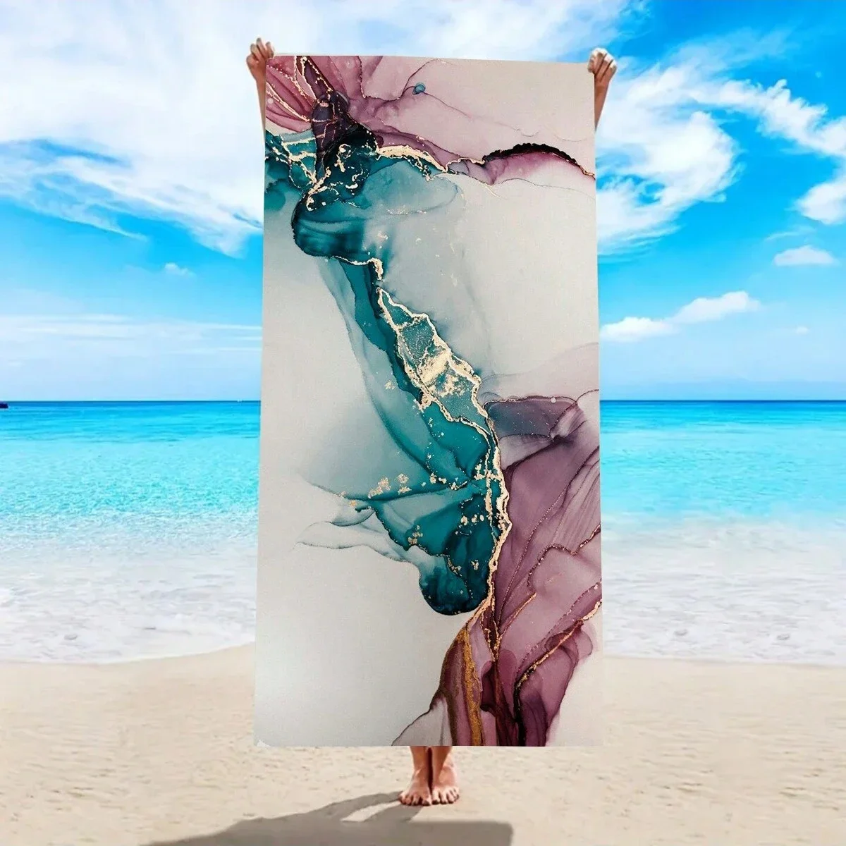 1pc Style Blue Mandalay Pattern Beach Towel,Ultra-Fine Fiber Beach Blanket,Highly Absorbent Bath Towel,Suitable For Summer