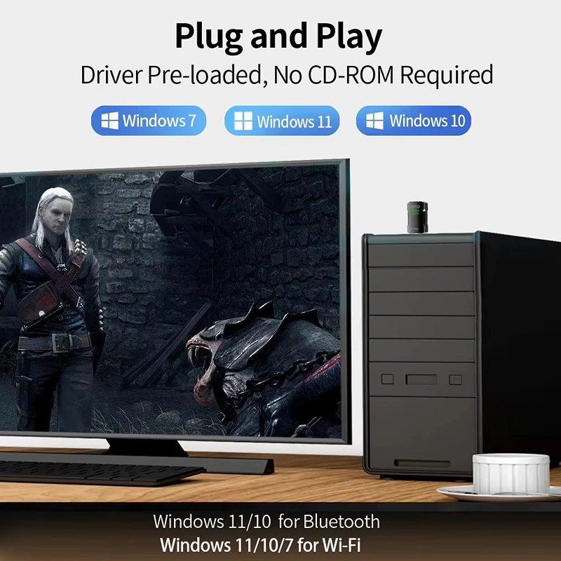 900Mbps WiFi 6 USB Adapter 2 in 1 Bluetooth 5.4 Wifi 6 Network Card 2.4G 5G Wireless USB Dongle Receiver Free Driver For PC