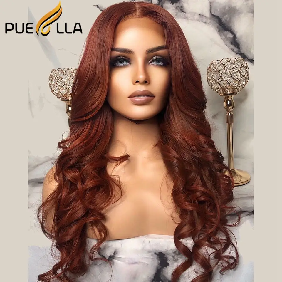 Loose Wave Ginger 13X6 Lace Frontal Human Hair Wigs Red Brown Colored Brazilian Hair Lace Front Wig Pre Plucked