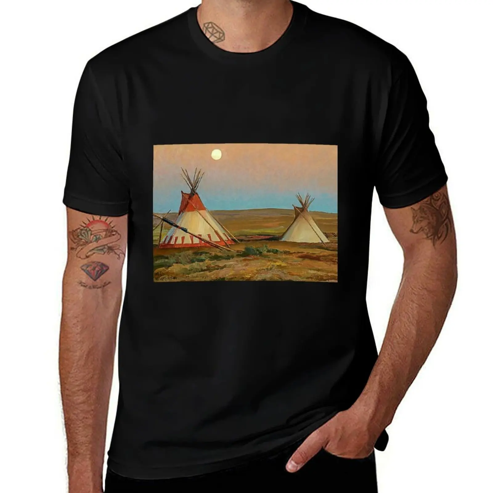 “Evening on the Blackfeet Reservation” by Maynard Dixon T-Shirt High Elasticity Sports T-Shirt