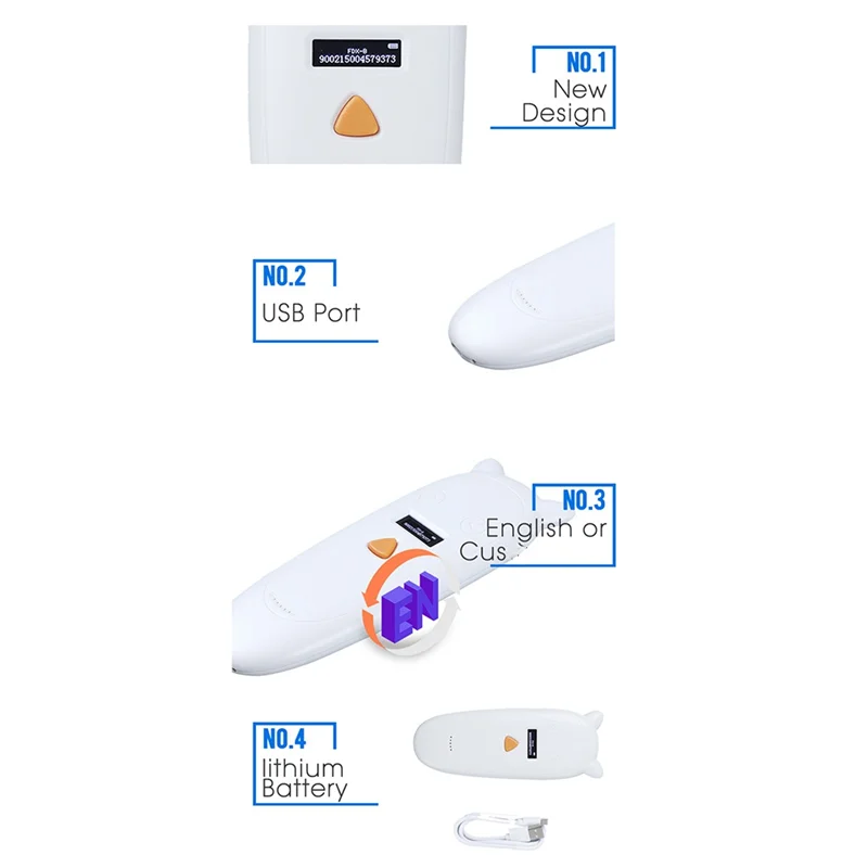

134.2Khz Animal RFID Reader 125Khz Pet ID Reader Rechargeable Animal Chip Scanner FDX-B Glass Chip Tag Reader