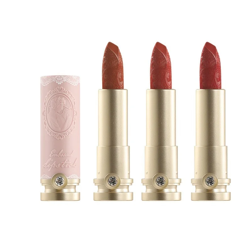 Rome Vintage Relief Matte Lipstick Long Lasting Non-stick Cup Nude Color Lip Beauty Makeup Smooth Waterproof Lipstick Gift