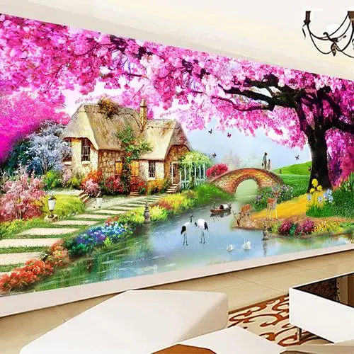 

DIY full Diamond Embroidery,Round Diamond 5D Dream Home Brick Living room decoration rhinestone Diamond painting