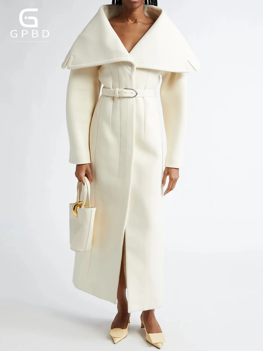 

Минималистичное высококачественное пальто для женщин с лацканами и длинными рукавами, тонкое темпераментное шерстяное пальто, женский осенний стиль