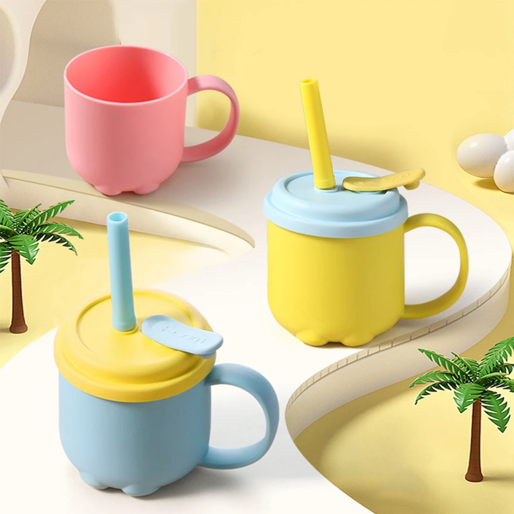 

Новая мультяшная детская силиконовая чашка 200 мл, без БФА, портативный контейнер для закусок, чашка для кормления, герметичная тренировочная чашка