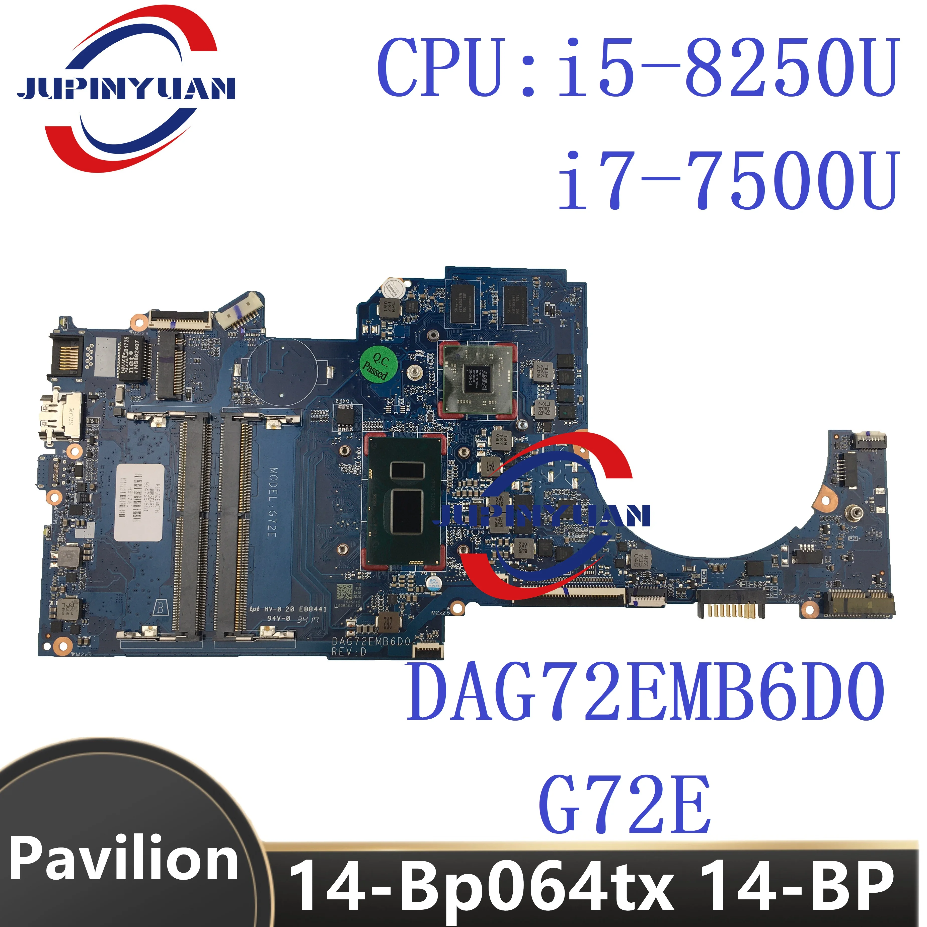 For HP 14-Bp064tx  14-BP Laptop Motherboard DAG72EMB6D0 G72E Mainboard 934785-601 934785-001 934785-501 Notebook With I7 I5