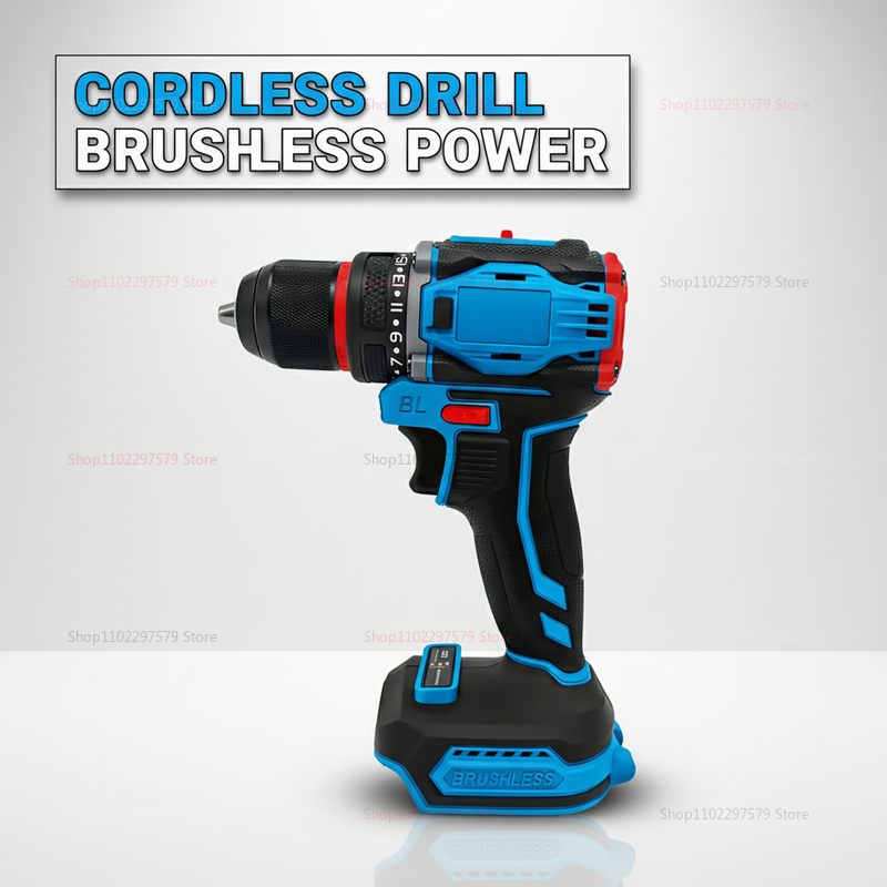 18V Brushless Cordless Electric Drill and Screwdriver Impact Power Tool for Home and Professional Projects No Battery Included 