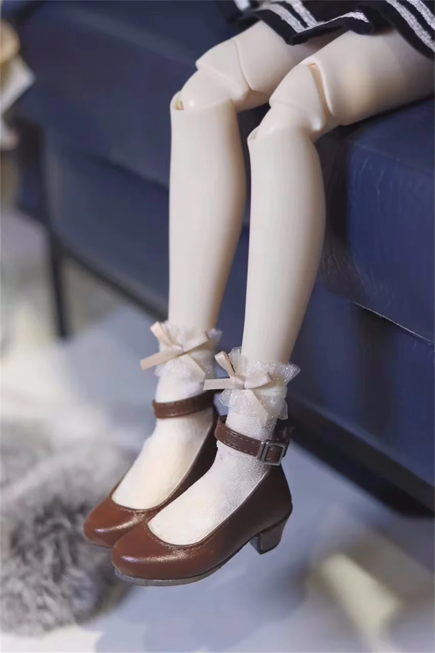 

BJD Doll Shoes Round Toe Single Buckle Black White Toy Girls Cute 1/4 MSD Low-heels Small Leather Shoes Gifts Doll Accessories