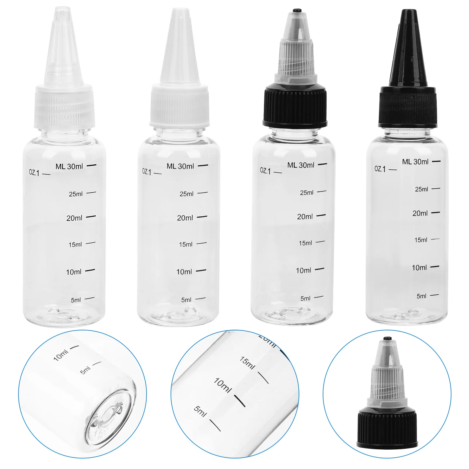 8 قطعة زجاجات ضغط فارغة مع مقياس زجاجة بلاستيكية شفافة قابلة لإعادة الملء للزيوت العطرية موزع سائل صغير #3