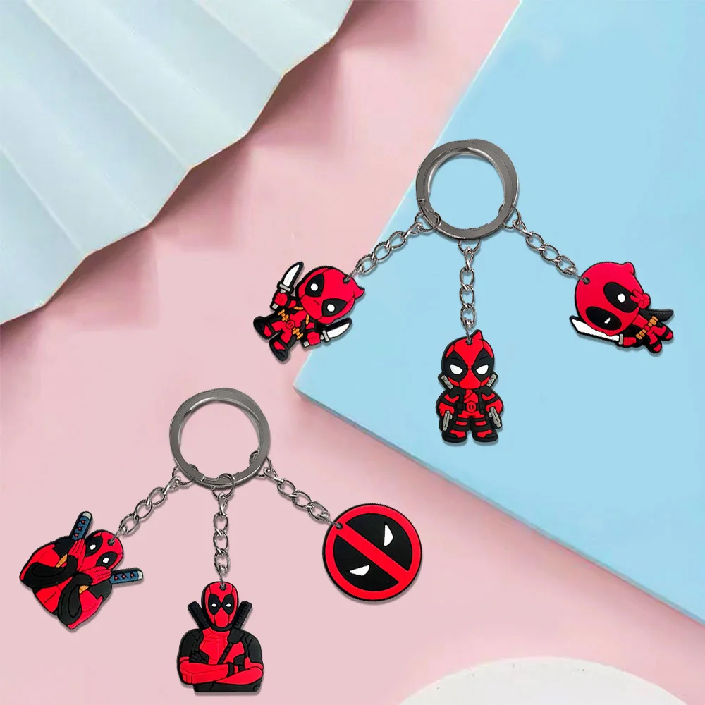 

Marvel Deadpool Keychain Superhero Pvc Soft Cute Keychain Car Key Rings Pendant Buckle for bags Jewelry Accessories Gifts