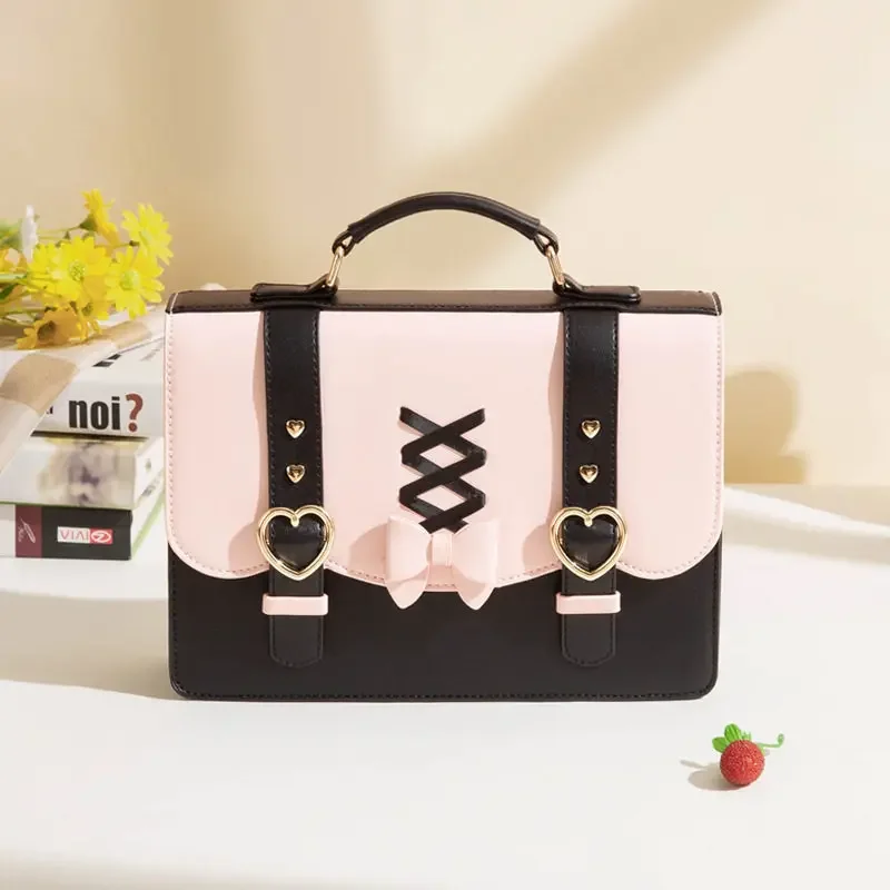 Sweet and Cute Girl Bow Ribbon Handbag Japanese Original Daily Commute Casual Versatile Lolita Crossbody Bag
