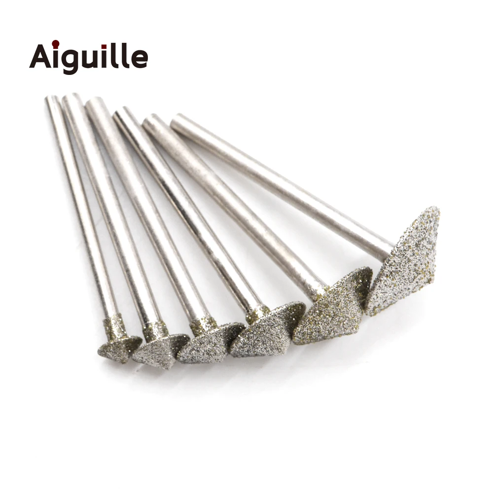 6pcs/set 6/8/10/12/14/16mm Umbrella Shape Diamond grinding burr teeth grinding bits jade stone grinding point