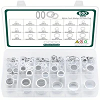 Kit de juntas de tapón de drenaje de 600 piezas, kit de combinación de arandela de aplastamiento de aluminio de 18 tamaños, automotriz, tapón de drenaje de aceite de arandela de aplastamiento M6 M8 M10 M12 M14 M16 M18 M20 M22 M24