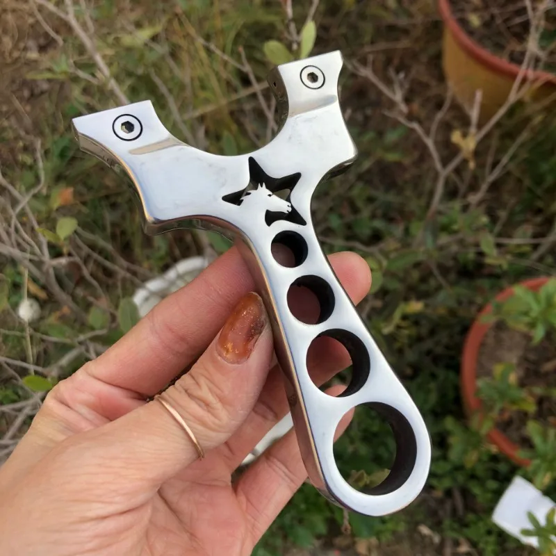 Professional Slingshot Hunting Stainless Steel Hollow Design Catapult Outdoor High Precision Shooting Flat Rubber Band Slingshot