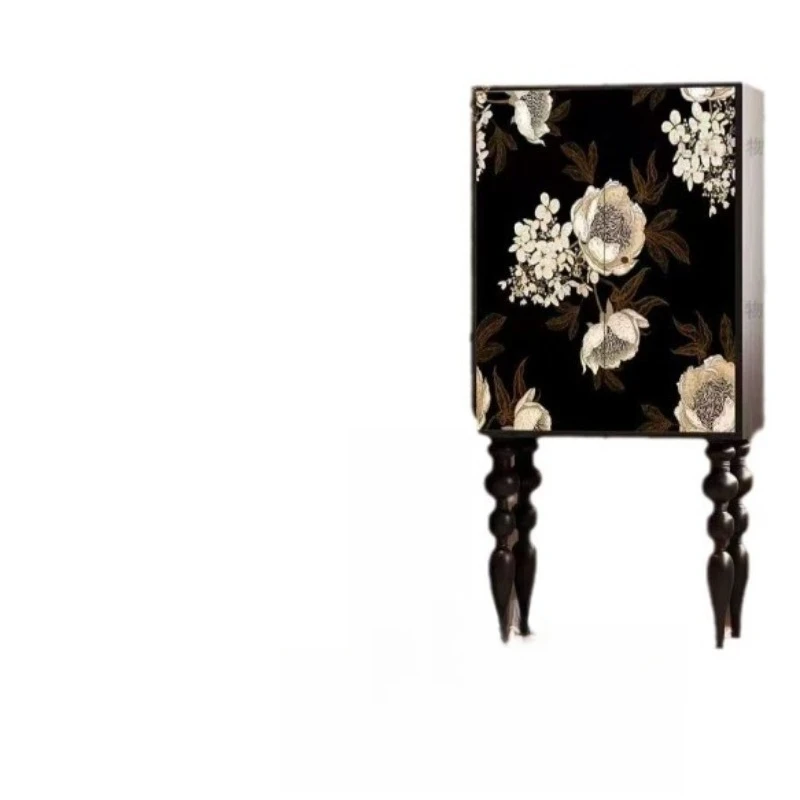 

Chinese style classical solid wood tall cabinet printing entrance living room multi-functional locker