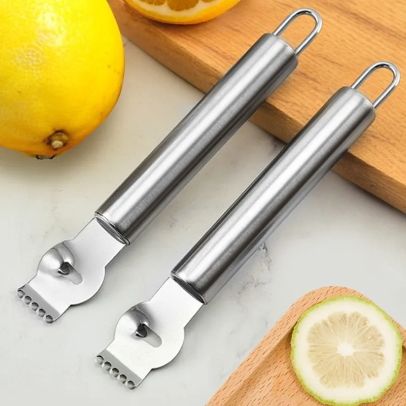 Lemon Zest Peeler for Cocktails Stainless Steel Orange Rind Peeler Tool Orange Citrus Twist Peeler with Channel Knife MS-339