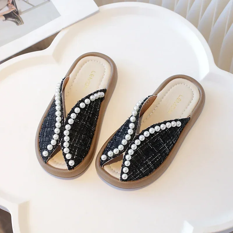 

Детские тапочки, дышащие сетчатые летние тапочки 2024, новая модная обувь принцессы для девочек, милая детская пляжная обувь с открытым носком, нескользящая