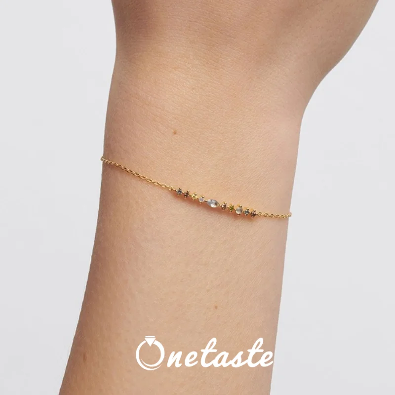 

Браслет из стерлингового серебра 925 пробы с кубическим цирконием, тонкая цепочка, женский, изящный, минималистичный, модный, легкий, для многослойного ношения, подарок для нее