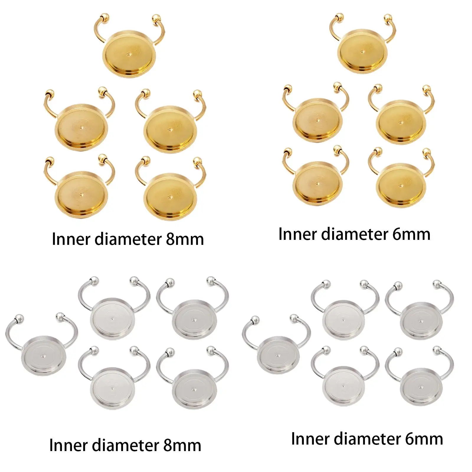 Aço inoxidável Anéis Base Configuração, Jóias Fazendo Suprimentos, 5Pcs