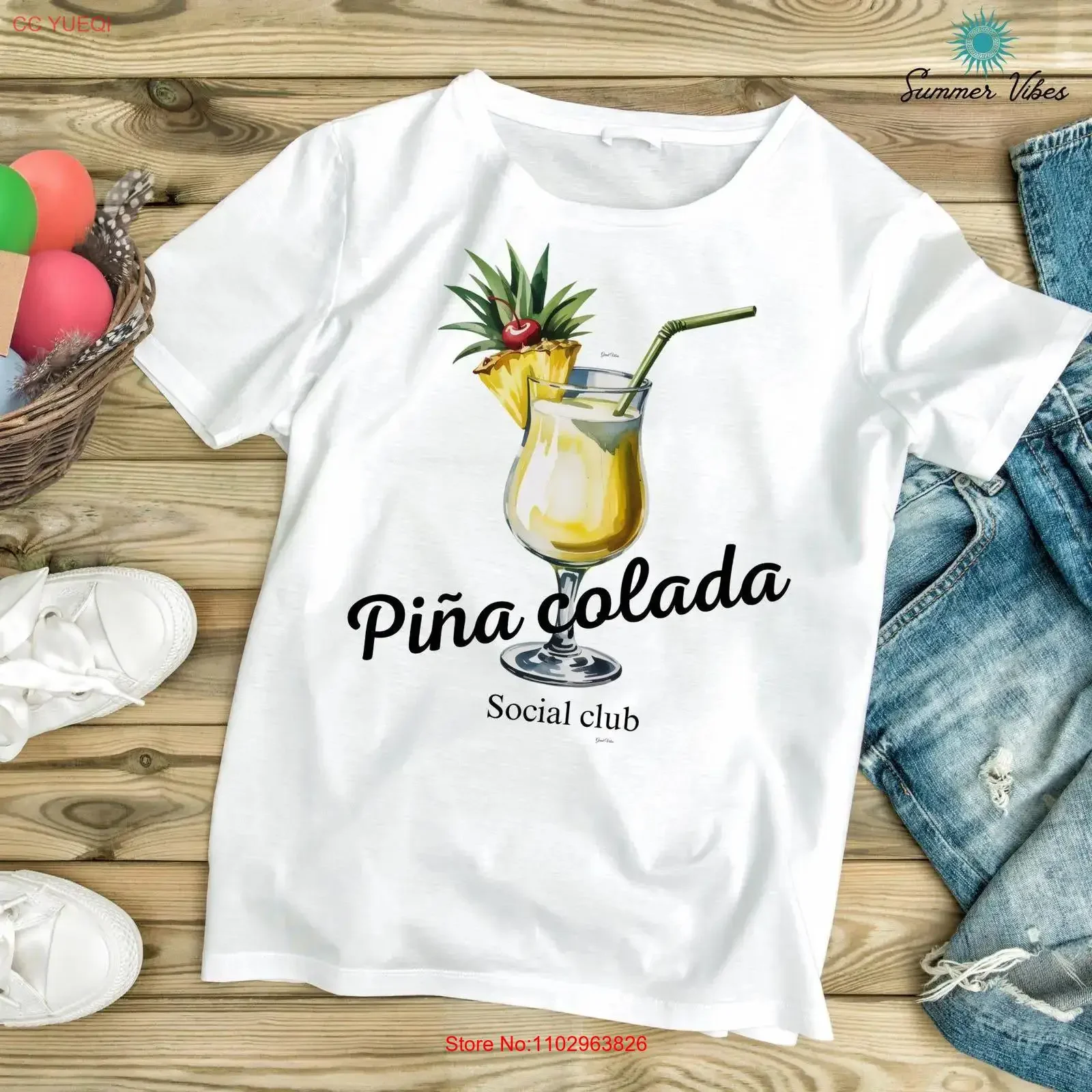 Piña Colada Social Club PNG, Clipart de Cóctel Tropical para Camisetas, Diseño de Sublimación de Bebidas de Verano, Archivo de Descarga Digital