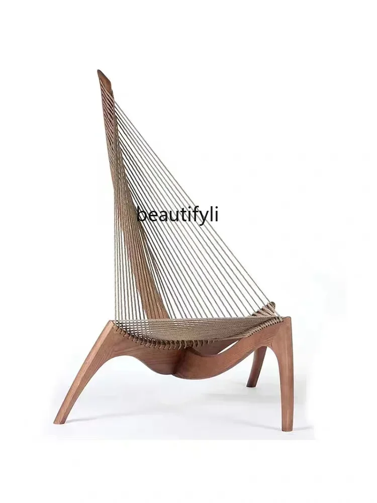 ss K178 ss25 Nordic light luxury art designer special-shaped braided rope leisure chair cafe reception wabi sabi wind back recli