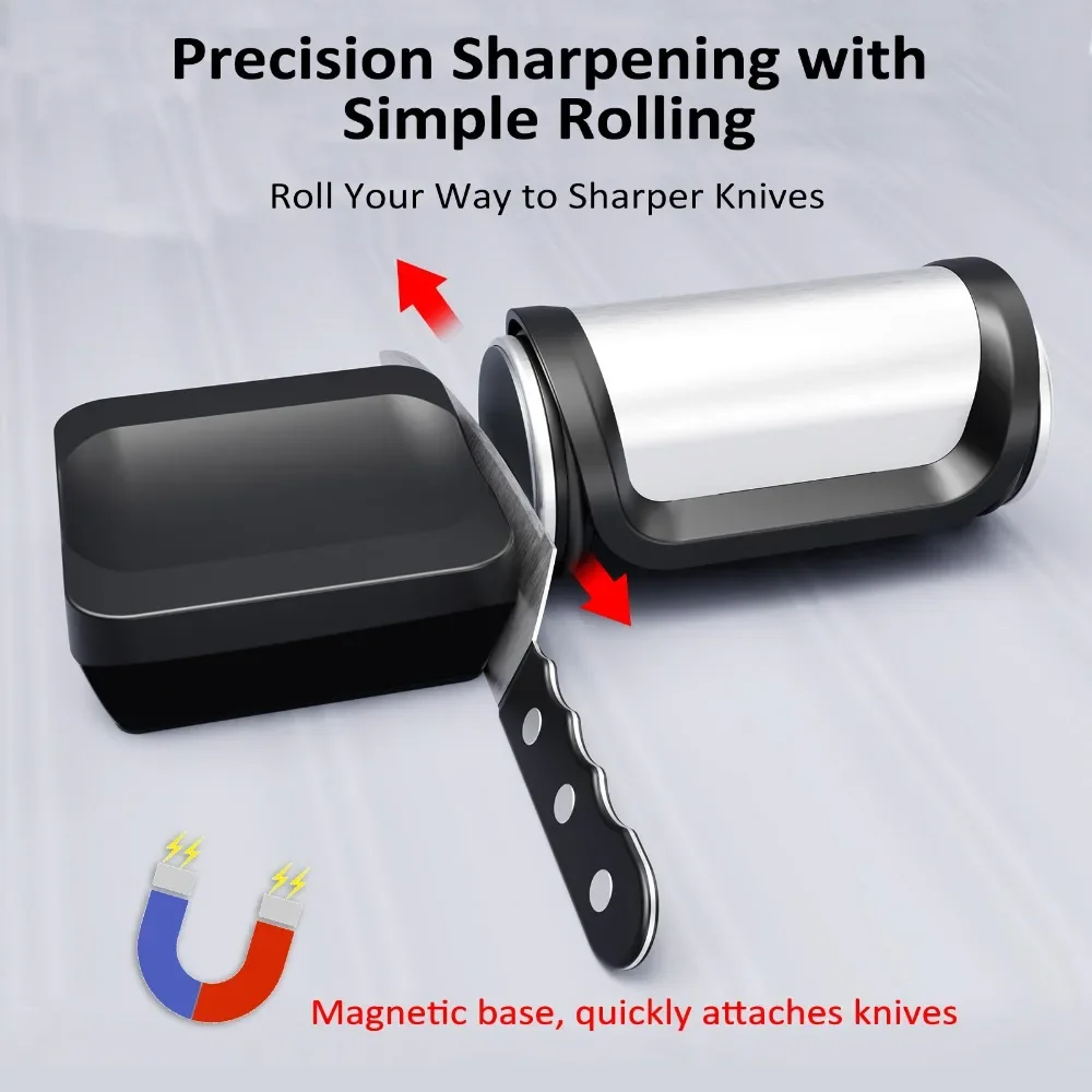 Roller Sharpener Kit Kitchen Sharpener with magnetic base 15/18/20/25 degrees Four angles grinding magnetic suction Sharpener