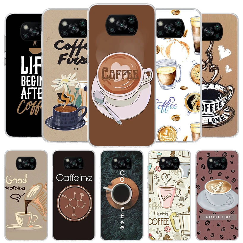 Coffee Wine Cup Cover Phone Case For Xiaomi Poco X6 X5 X4 Nfc X3 Pro F6 F5 F4 Gt F3 F2 F1 M5S M4 M3 Soft Fundas Shell