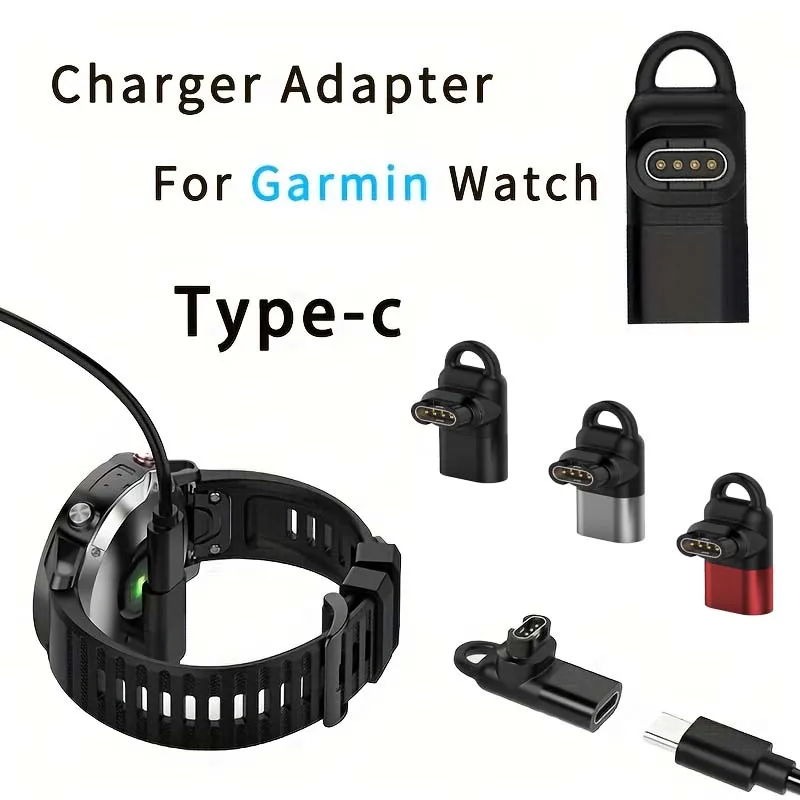 Adaptador de carregador tipo C para Garmin Fenix 8 7 7S 7X 6 6S Pro Forerunner 970 965 955 570 255 255s 245 158 Instinct E 1 2 2S 2X 3