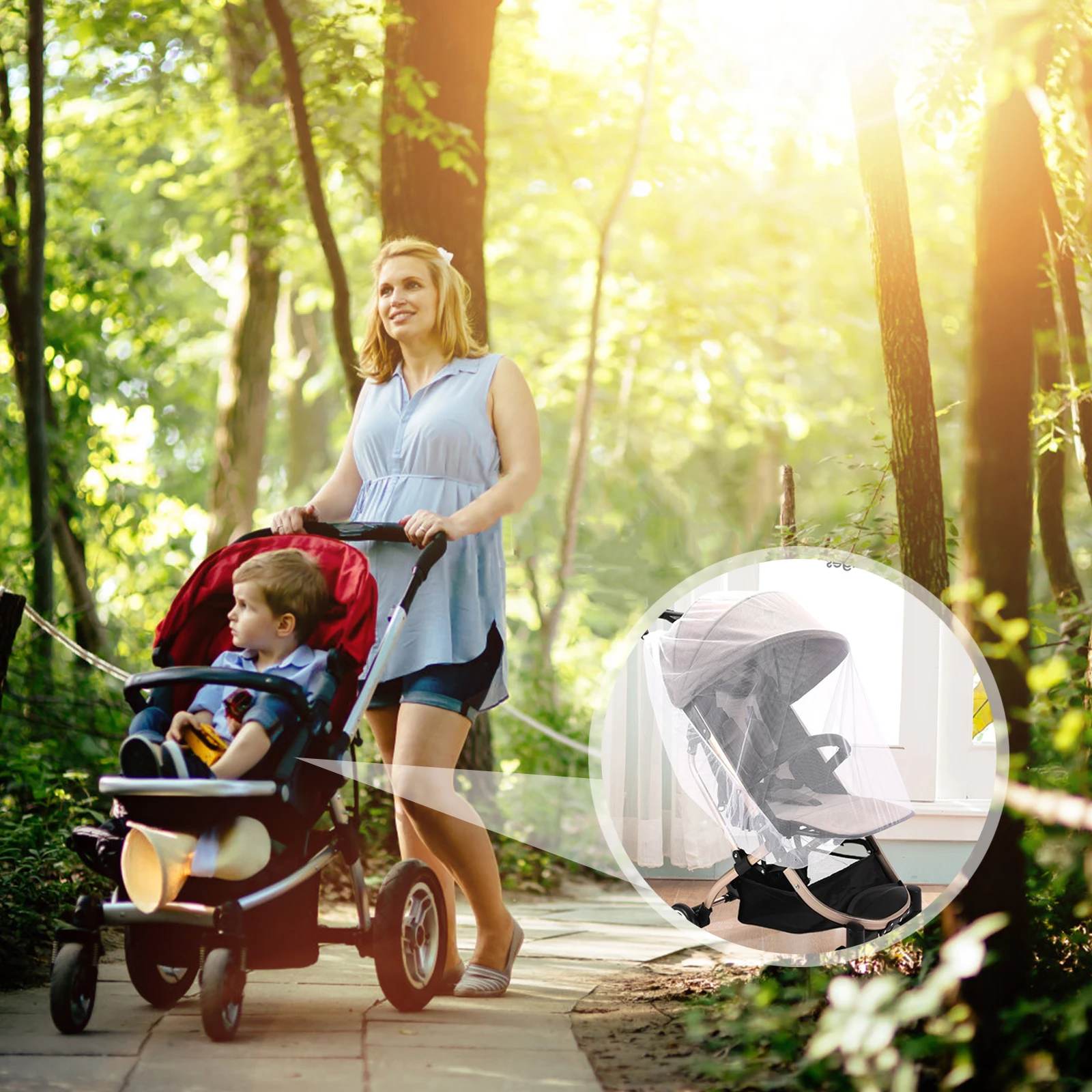 

3pcs Universal Mesh Canopy Breathable Polyester Mosquito Stroller Mesh Cover Netting Netting Stroller Net Cover
