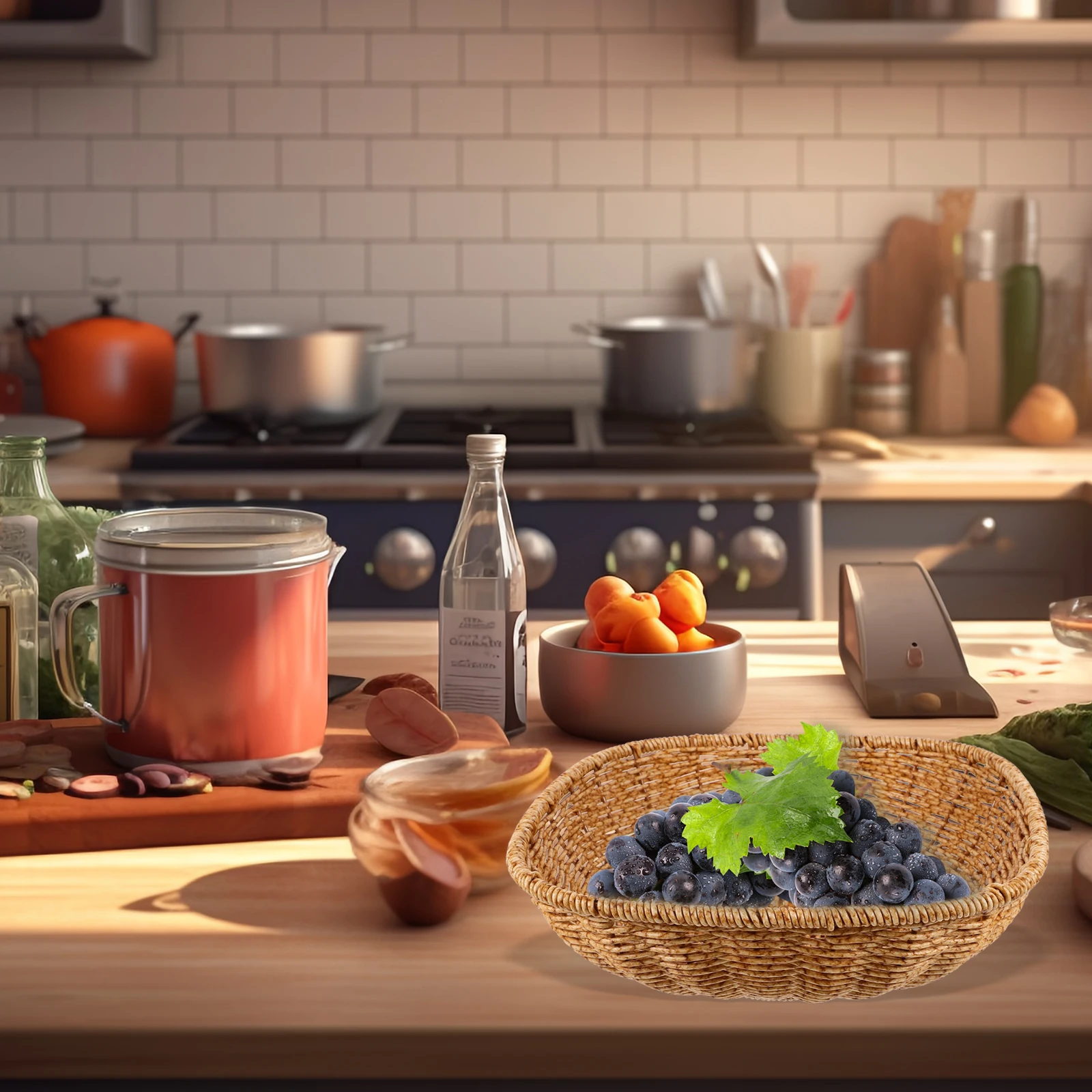 

1Pcs Large Imitation Rattan Woven Snack Basket Elegant Fruit Plate Decorative Food Storage Container