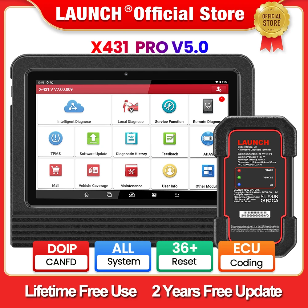 LAUNCH X431 PRO V5.0 車診断ツール OBD2 CAN FD DOIP