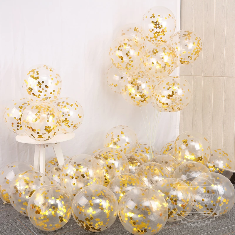 

12inch 20pcs/set Chrome Metal Balloon Transparent Sequin Latex Balloons Wedding Decoration Birthday Party Festival Scene Layout