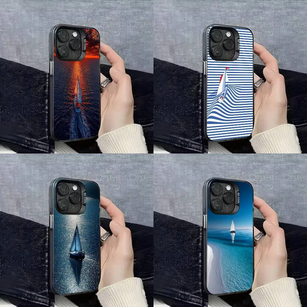 

Sailing Boat Ocean Naval Nautical Sea Phone Case For iPhone 17,16,15,14,13,12,11,Pro,Max,Plus,E,SE4,Air,Mini Black IMD Cover