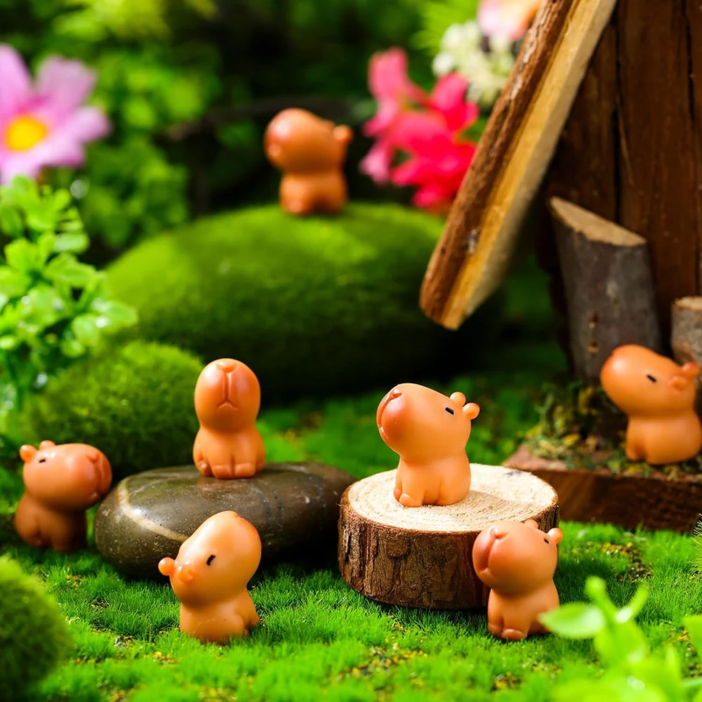 Mini Capibara Hars Beeldjes Capibara Figuur Ornament Miniatuur Dier Tafelblad Outdoor Craft Decor voor Tuinaccessoires