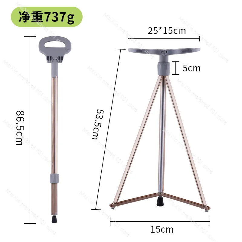 2024 new multi-functional mountaineering stick outdoor folding aluminum alloy crutches