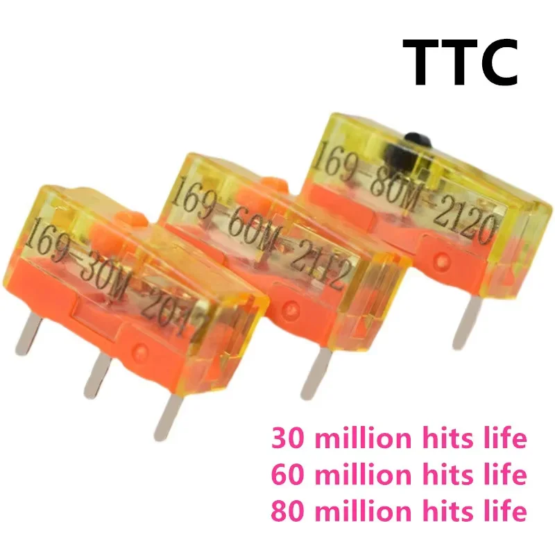 1Pcs New TTC dustproof gold series mouse micro switch 3-pin gold alloy contact 30M 60M 80 million click life mouse button