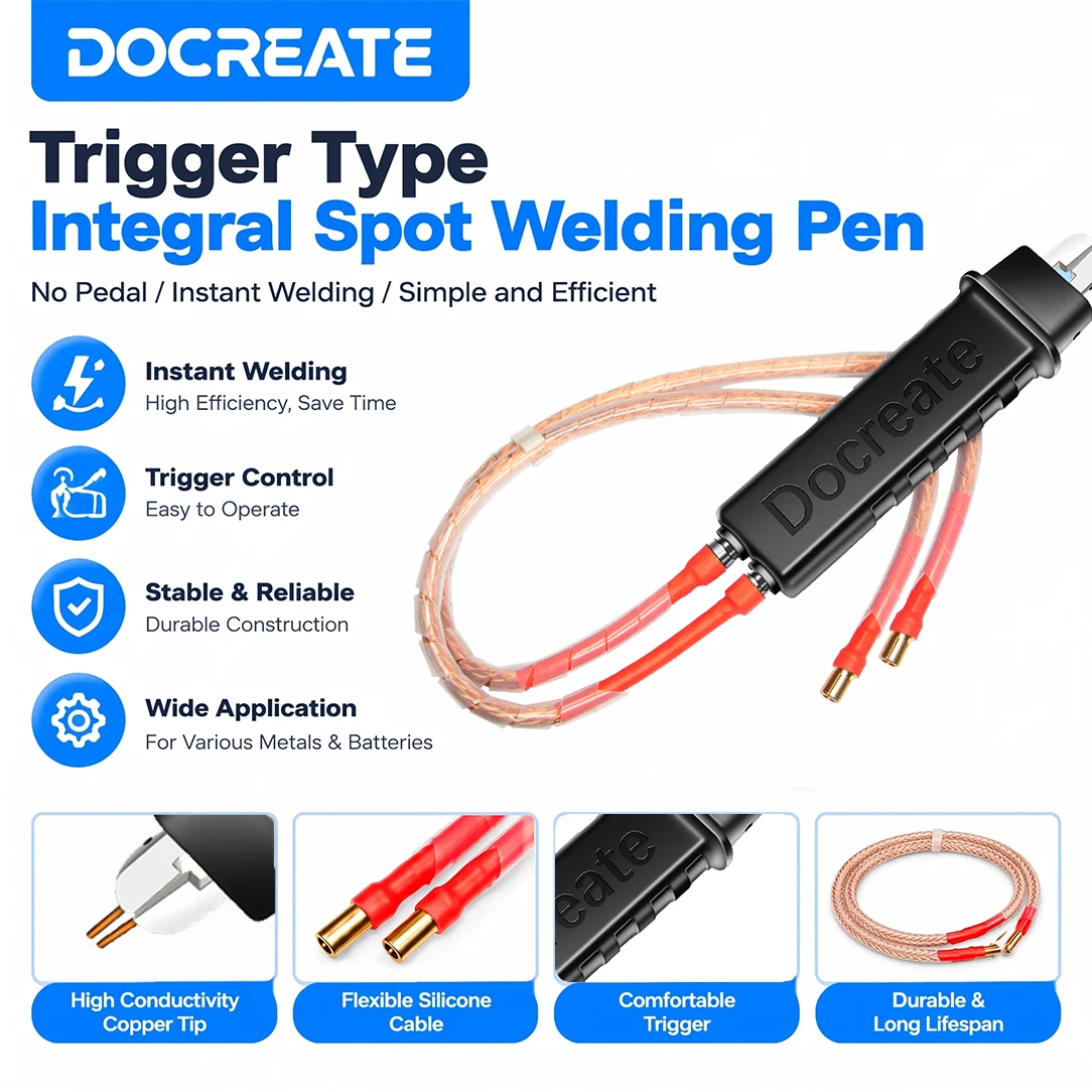 Docreate 760 1500A Spot Welder Pen, Portable Battery Spot Welding Machine with Trigger Switch for 18650 Nickel Strip