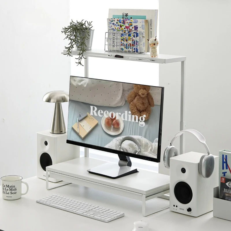 

Modern Monitor Stand with Storage, Adjustable Desktop Riser Shelf, Ergonomic Computer Monitor Rack, Home Office Desk Organizer