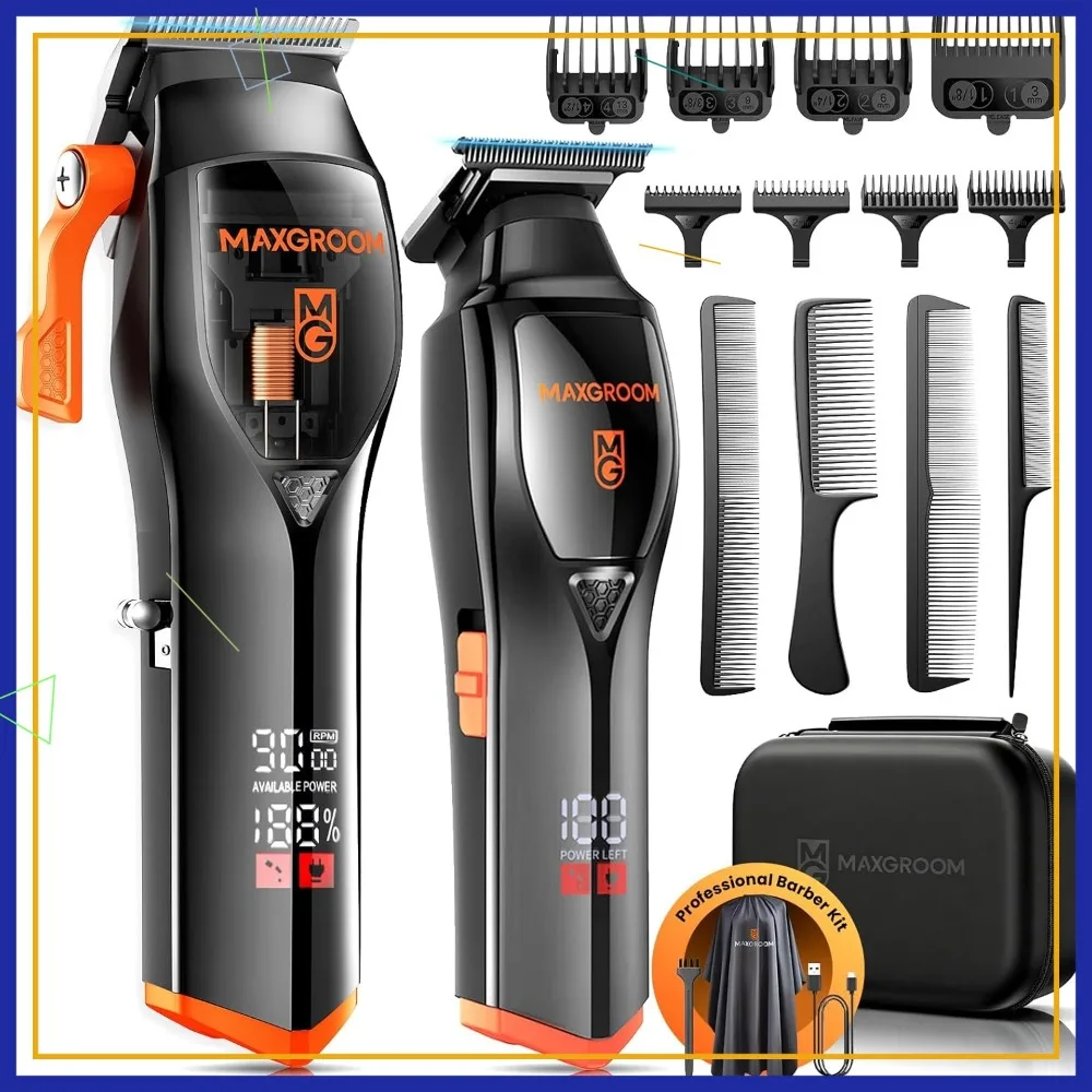 

Professional Hair Clippers for Men, 9000 RPM DLC Self-Sharp Blade, Cordless Barber Kit for Fades, No Pulling
