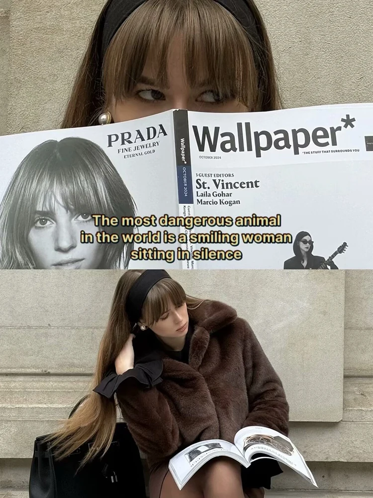 レディースファッション人工毛皮ブラウンコート冬用ゆったり保温通勤ショートコートラペル付き長袖カジュアルコート