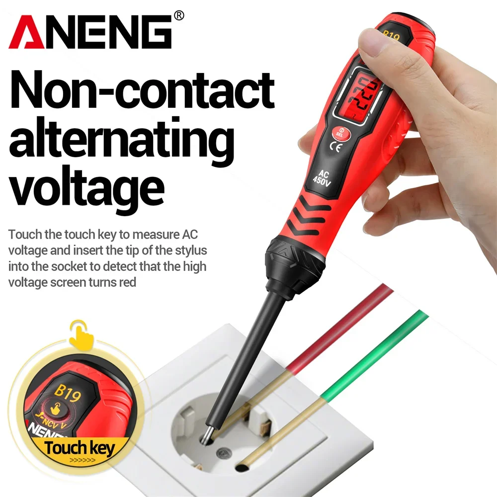 

ANENG B19 Tester Pen 30-1000V Voltage Detector Meter Voltmeter Buzzer Alarm Non-Contact Test Diagnostic Breakpoint Finder Tools