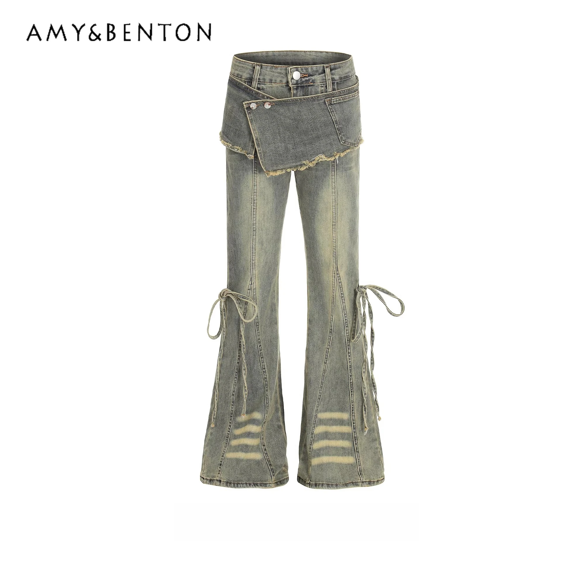 

Spring Autumn American Style Spicy Girl Black Flared Jeans for Women Loose High Waist Slimming Blue Straight Wide Leg Pants