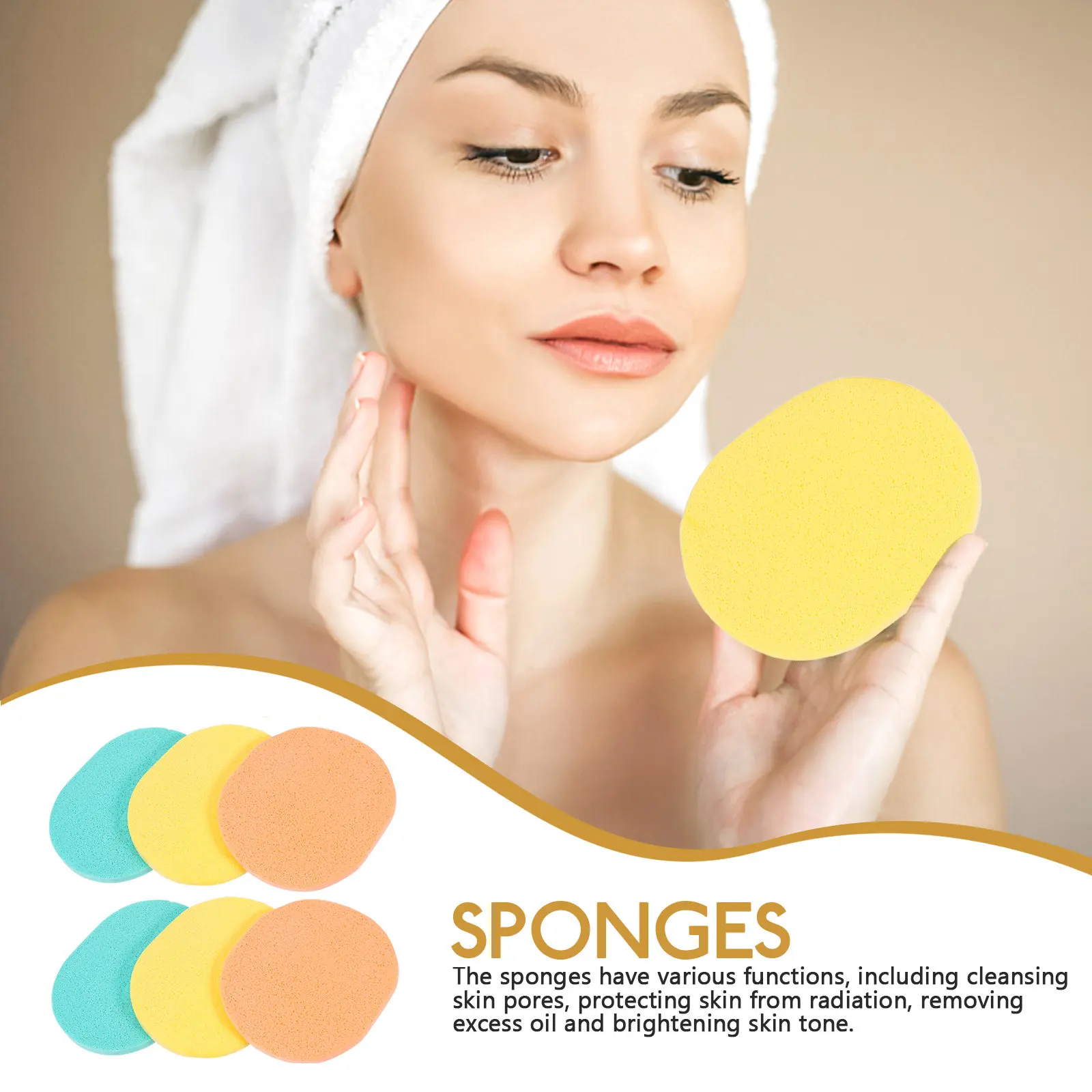 50pcs Facial Sponge for Face Cleansing – Soft Puff for Deep Cleaning, Oil Removal & Skin Brightening