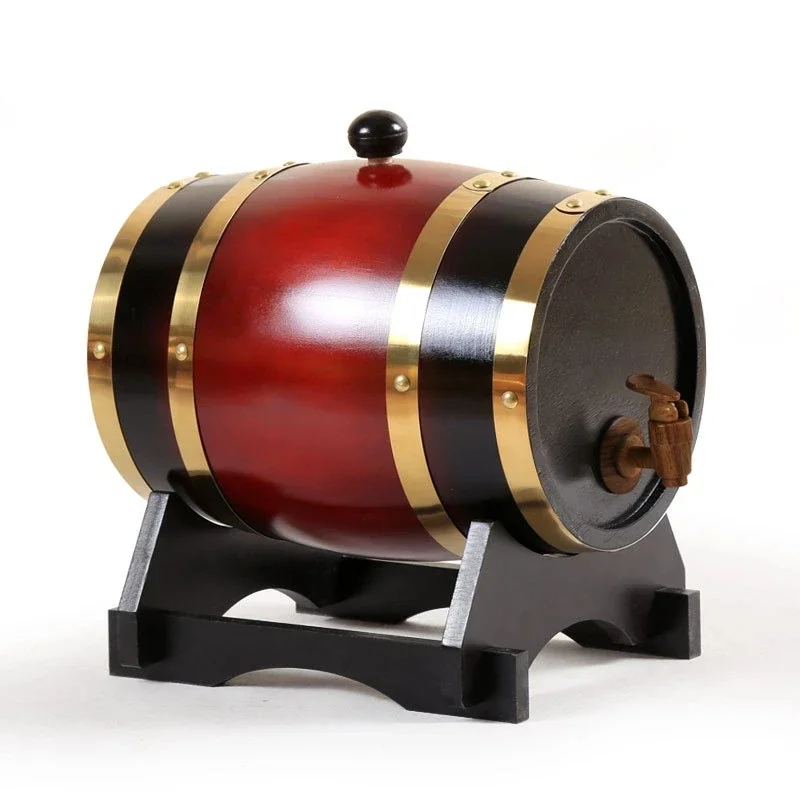 3L Wood Barrel Vintage Oak Beer Brewing Equipment Mini Keg Home Brew Beer Keg Tap Dispenser for Rum Pot Whisky Wine