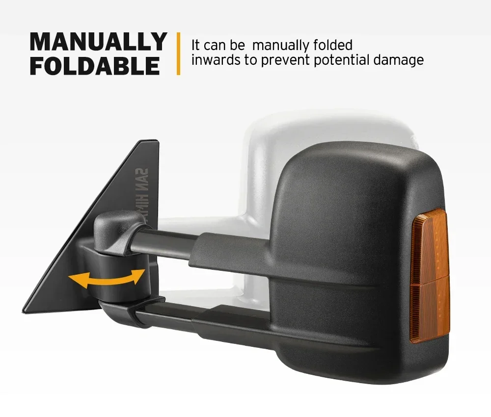 SAN HIMA Rimorchio RV 4x4 4WD Pickup Auto Estensibile LC 80 Specchietti da Traino per Pajero 2001-2015