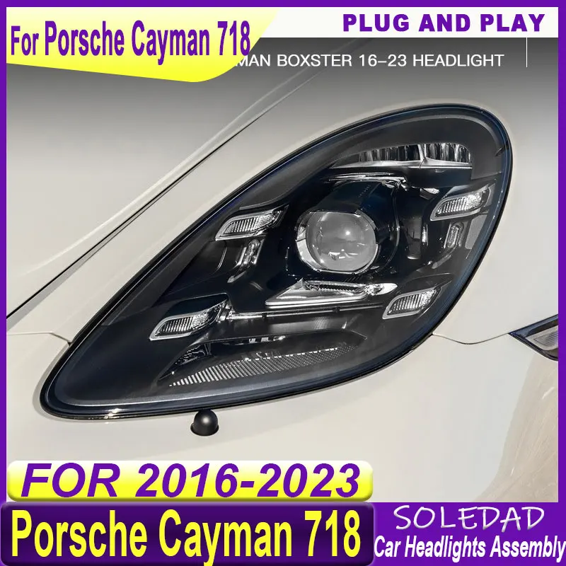 Car headlights For Porsche 718 Cayman Headlights Boxster 2016-2023 Upgrade New Style LED PLDS Lasers Head Lamps Plug and Play