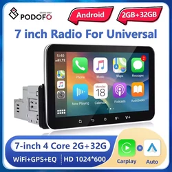 Podofo 7inch Android 2+32G Car Radio For Universal Carplay autoradio IPS Screen WIFI Navigation Bluetooth FM Multimedia Player