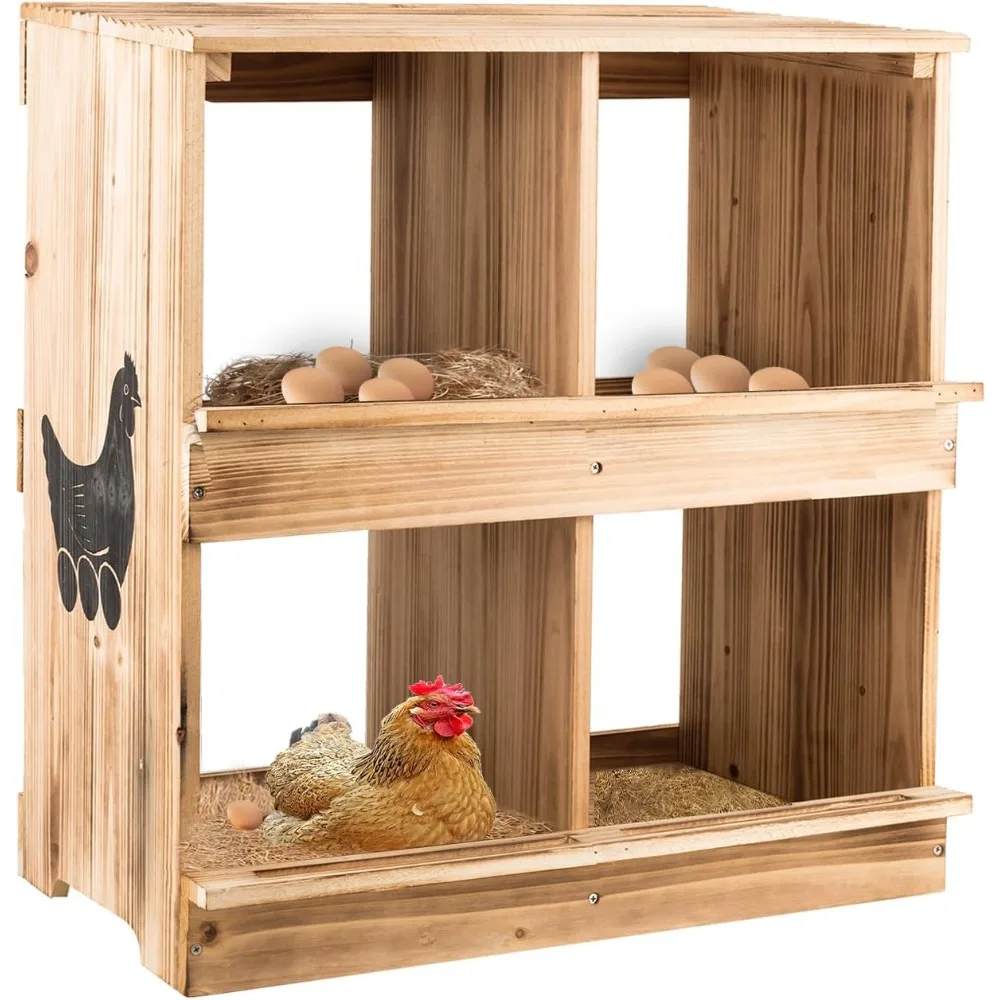 

nesting boxes for chickens - wooden chicken nesting box for poultry heavy duty 4 compartments laying eggs nest box wall mount fo