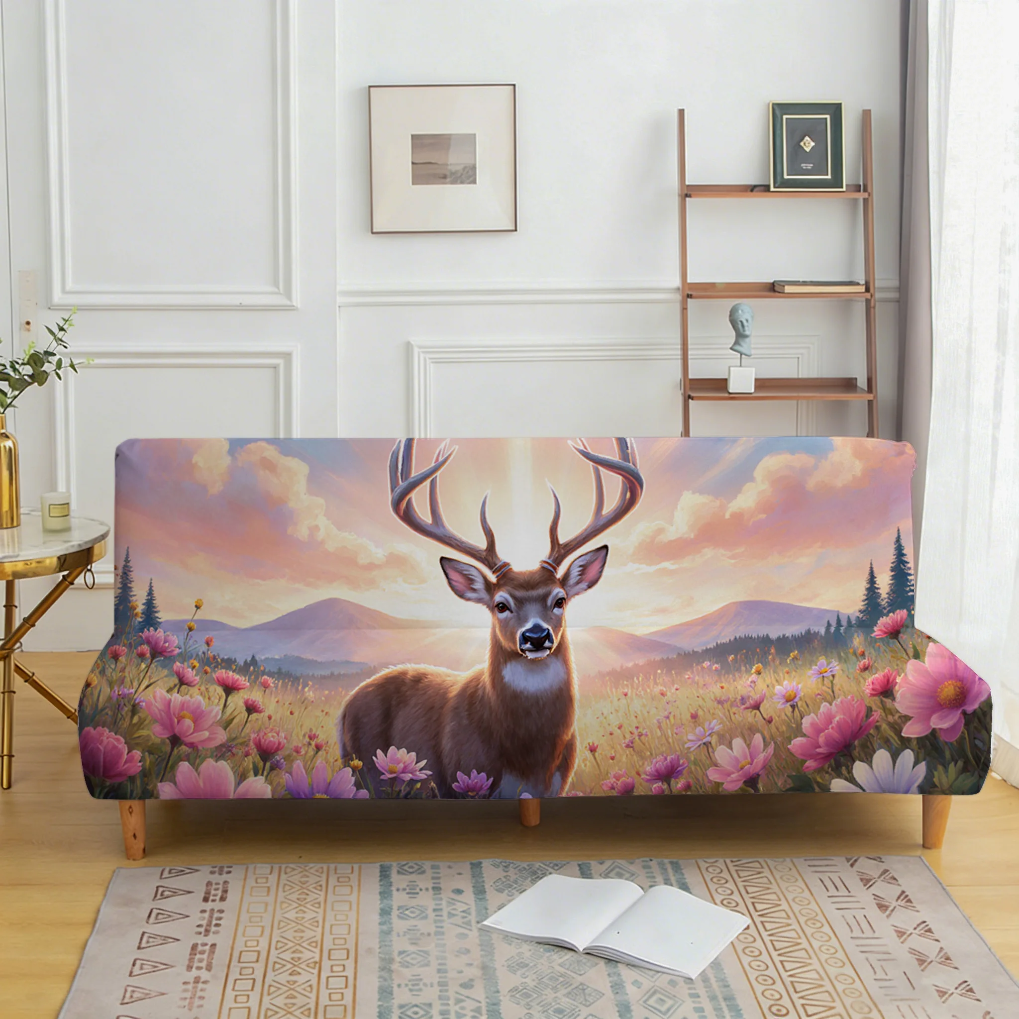 Flowering Shenlu elastic sofa cover, non-slip and scratch-proof furniture protective cover, easy to install, machine washable