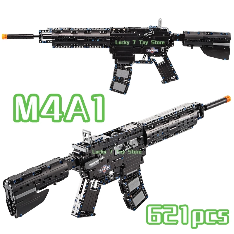 621PCS M4A1 Assault Rifle Model Building Blocks Military Army Weapon Shootable Imitation Gun Bricks Children’s Christmas Gifts